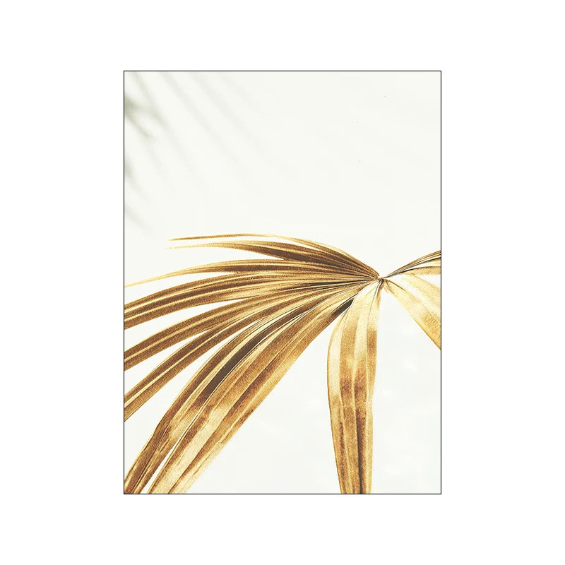 Nordic Modern Art Picture Canvas Painting Wall Art Golden Leaf Beach Scenery Poster and Print for Home Decor Living Room Design