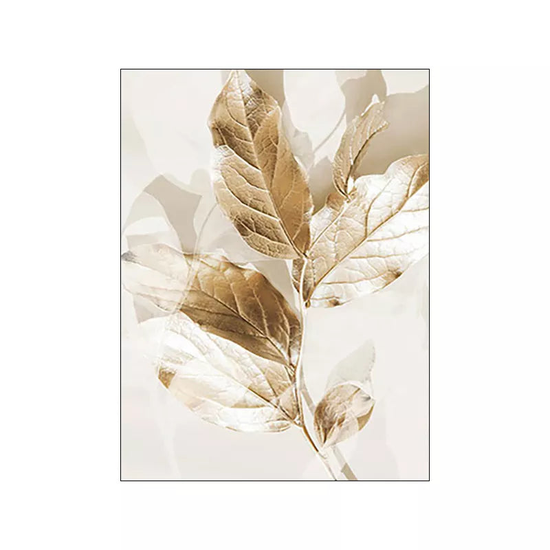 Nordic Modern Art Picture Canvas Painting Wall Art Golden Leaf Beach Scenery Poster and Print for Home Decor Living Room Design