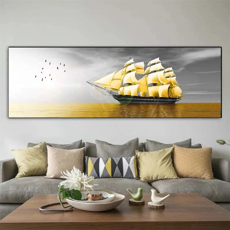 Calm Lake Landscape,Golden Tower Posters,Wall Art Pictures,For Modern Living Room,Canvas Painting,Home Decor,Bedroom,Large Size