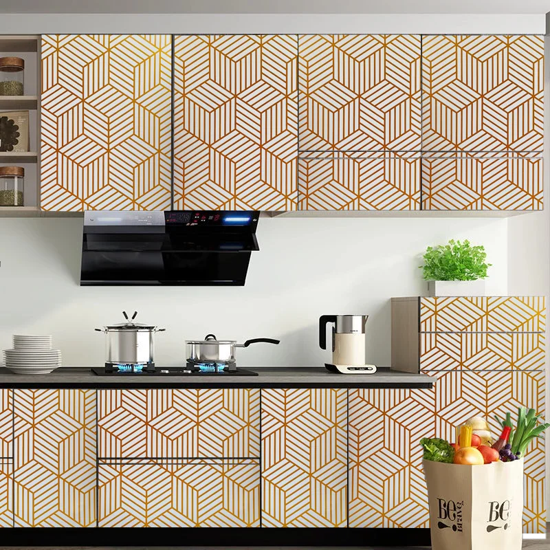 Golden Geometric Pattern Decor Wallpaper for Home Decor Vinyl Self Adhesive Waterproof Wall Stickers for Living Room Refurbish