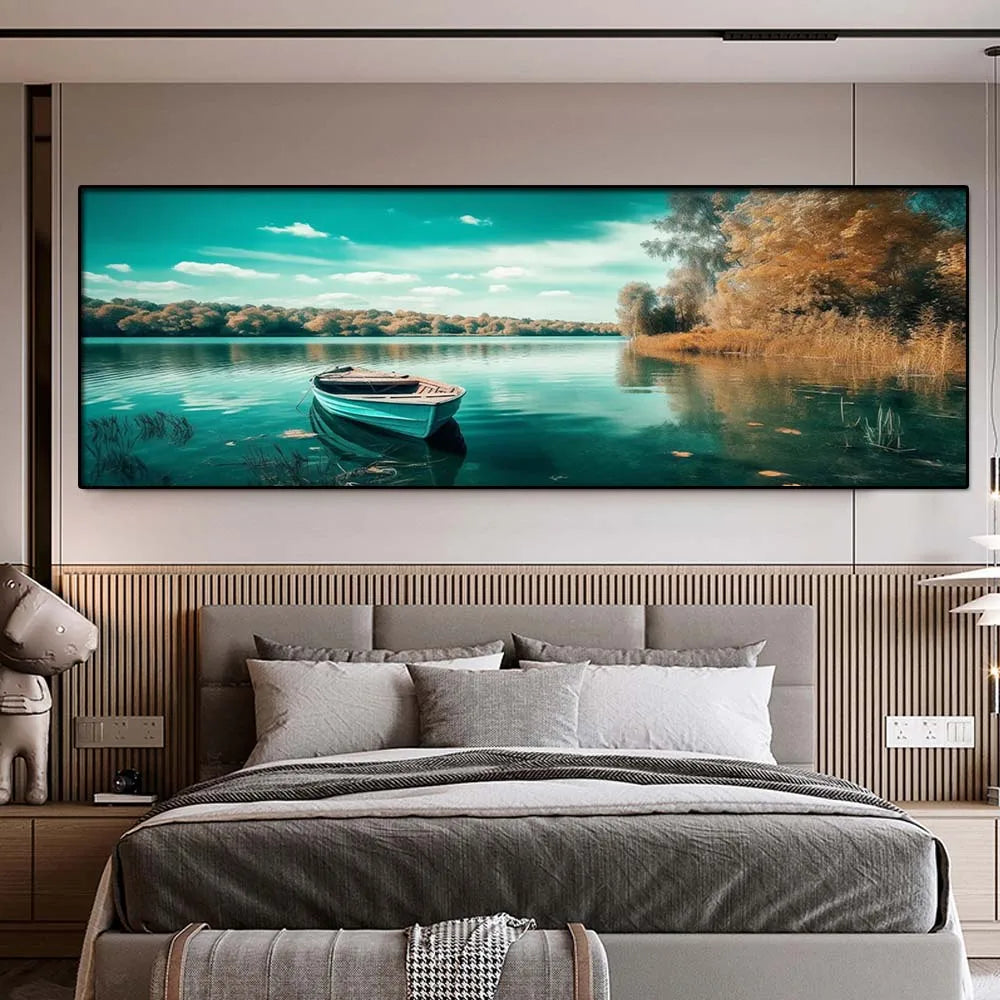 Calm Lake Landscape,Golden Tower Posters,Wall Art Pictures,For Modern Living Room,Canvas Painting,Home Decor,Bedroom,Large Size